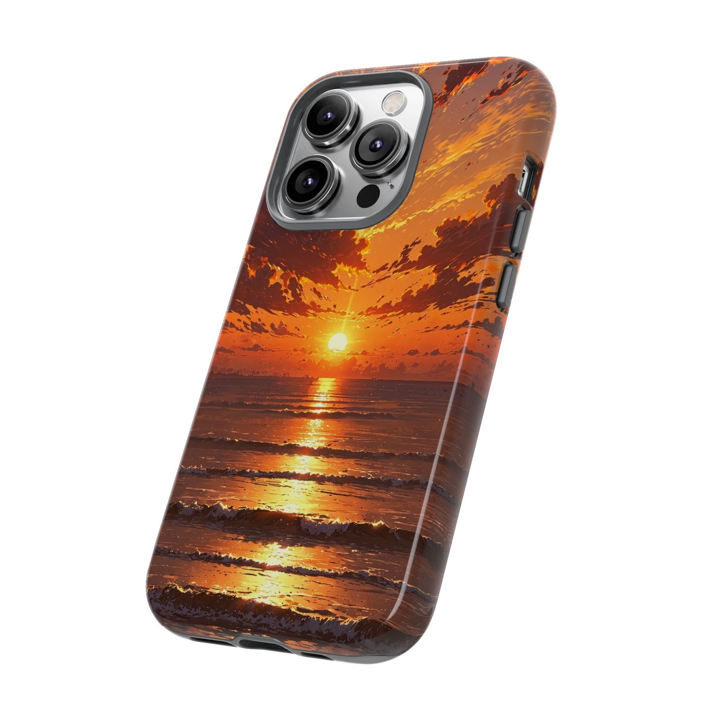 Sunset Waves Tough Phone Case – Vibrant Ocean Sunset Design, Perfect Gift for Nature Lovers