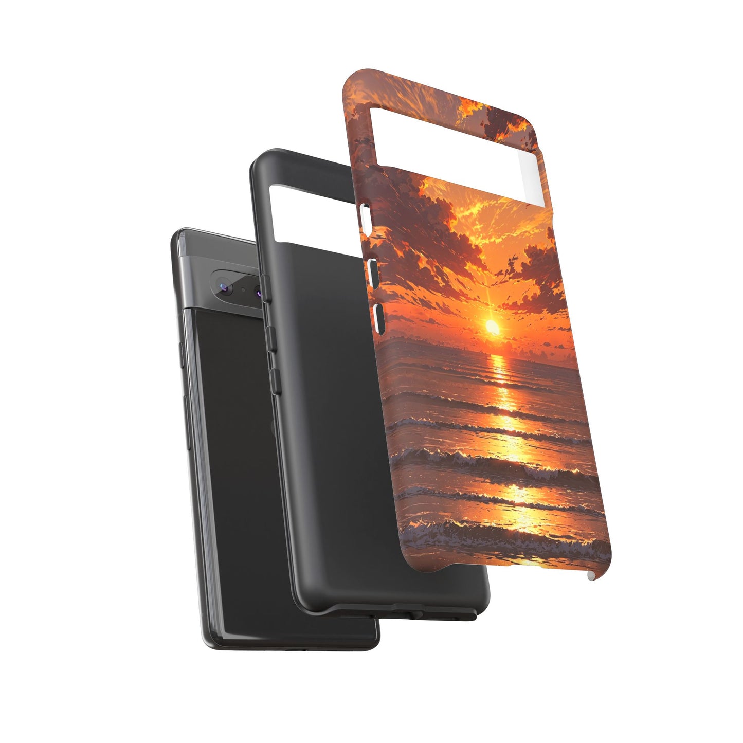 Sunset Waves Tough Phone Case – Vibrant Ocean Sunset Design, Perfect Gift for Nature Lovers