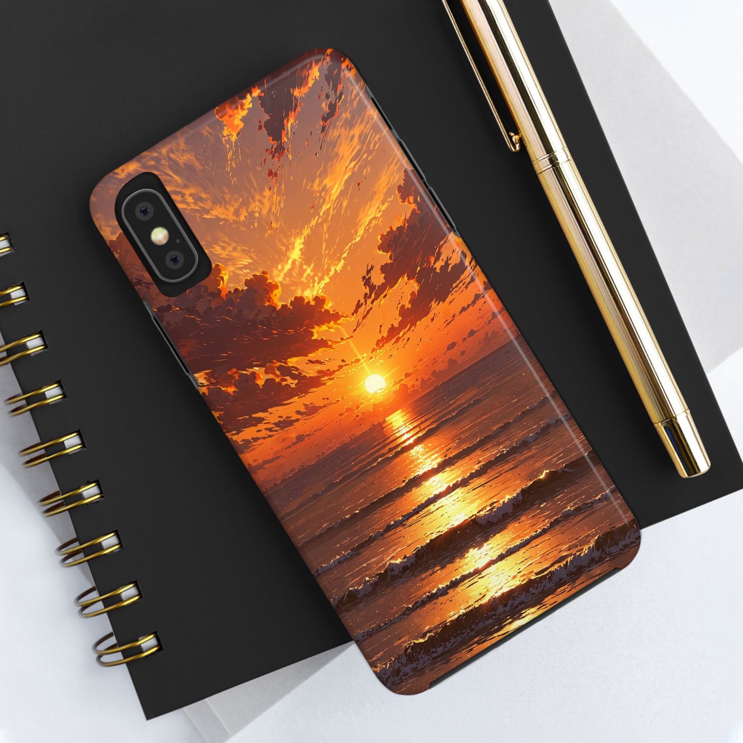 Sunset Waves Tough Phone Case - Vibrant Ocean Design