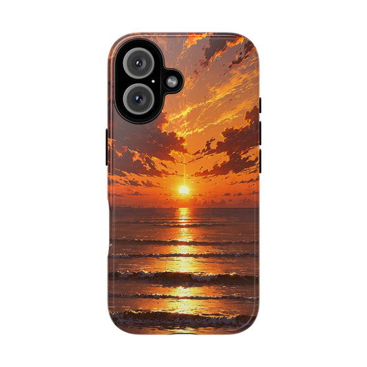Sunset Waves Tough Phone Case – Vibrant Ocean Sunset Design, Perfect Gift for Nature Lovers