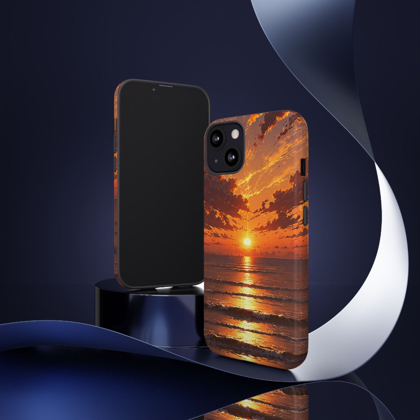 Sunset Waves Tough Phone Case – Vibrant Ocean Sunset Design, Perfect Gift for Nature Lovers