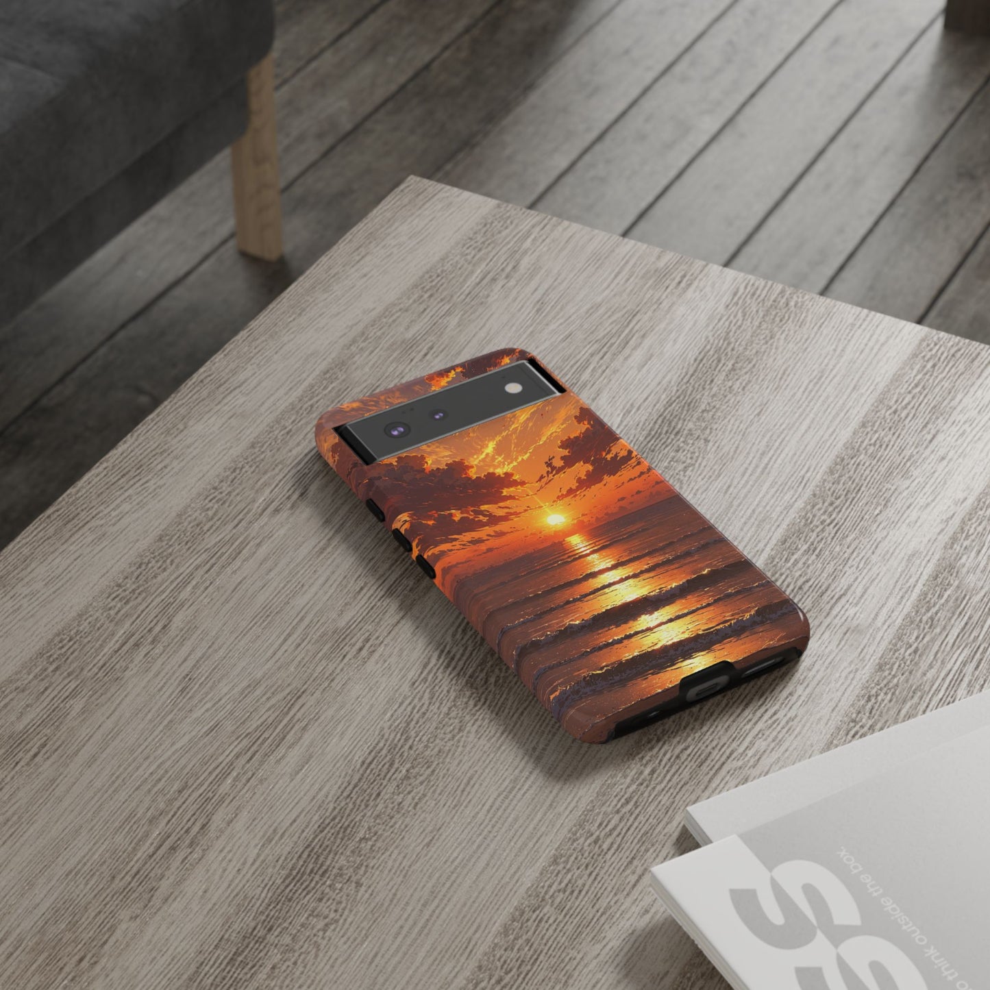Sunset Waves Tough Phone Case – Vibrant Ocean Sunset Design, Perfect Gift for Nature Lovers