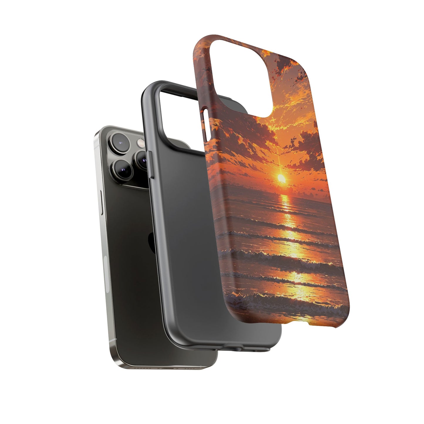 Sunset Waves Tough Phone Case – Vibrant Ocean Sunset Design, Perfect Gift for Nature Lovers