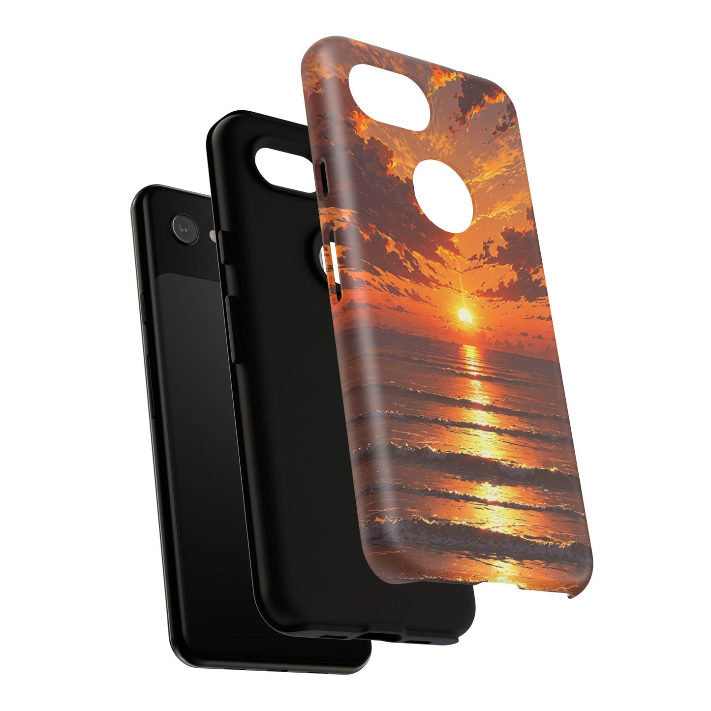 Sunset Waves Tough Phone Case – Vibrant Ocean Sunset Design, Perfect Gift for Nature Lovers