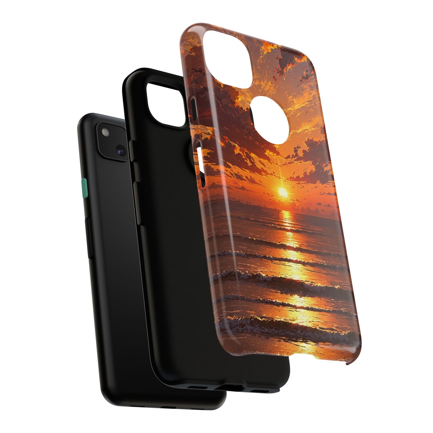 Sunset Waves Tough Phone Case – Vibrant Ocean Sunset Design, Perfect Gift for Nature Lovers