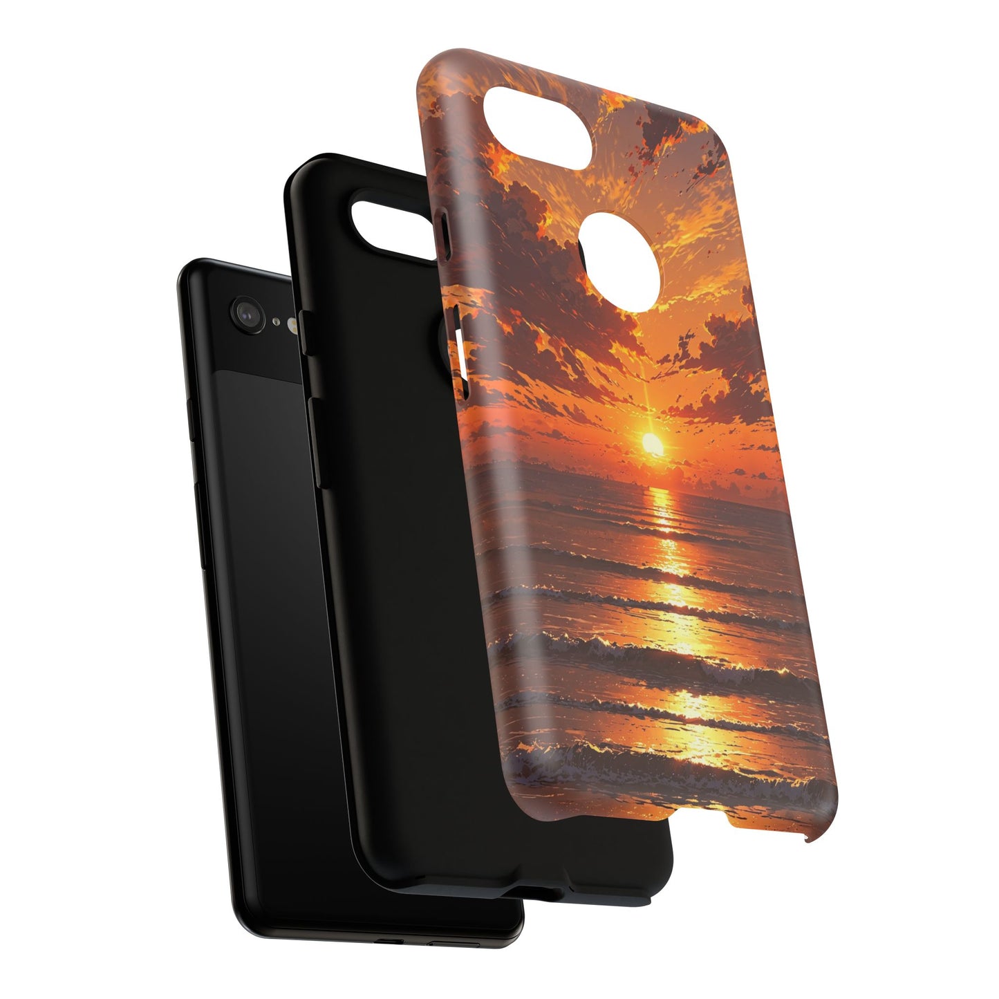 Sunset Waves Tough Phone Case – Vibrant Ocean Sunset Design, Perfect Gift for Nature Lovers