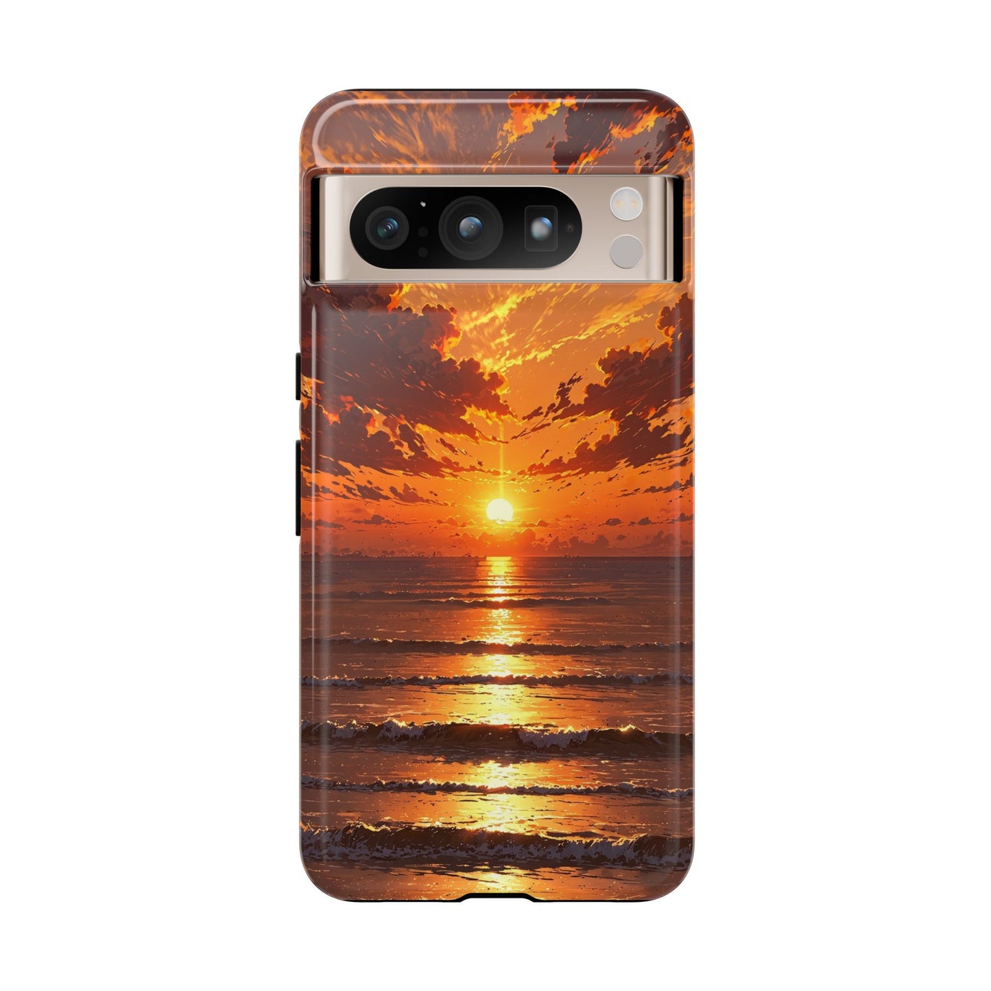 Sunset Waves Tough Phone Case – Vibrant Ocean Sunset Design, Perfect Gift for Nature Lovers
