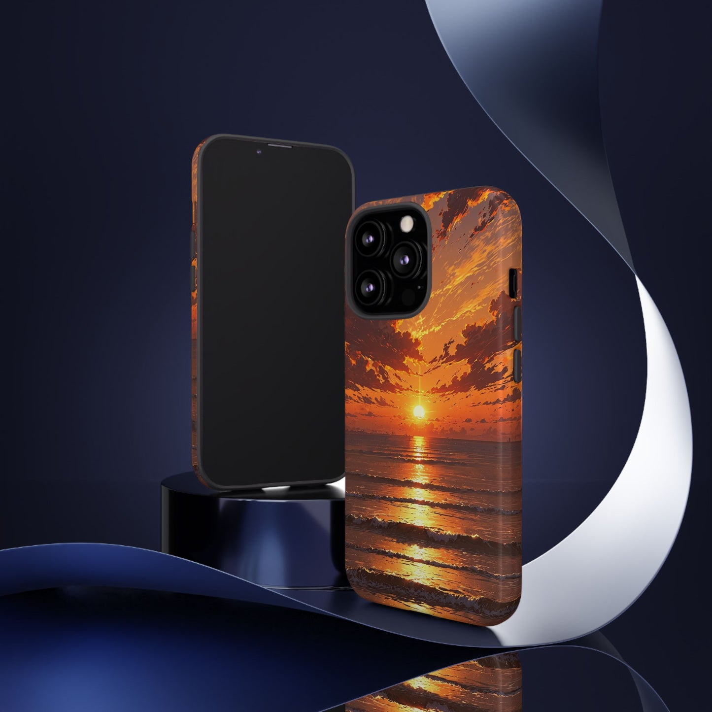 Sunset Waves Tough Phone Case – Vibrant Ocean Sunset Design, Perfect Gift for Nature Lovers