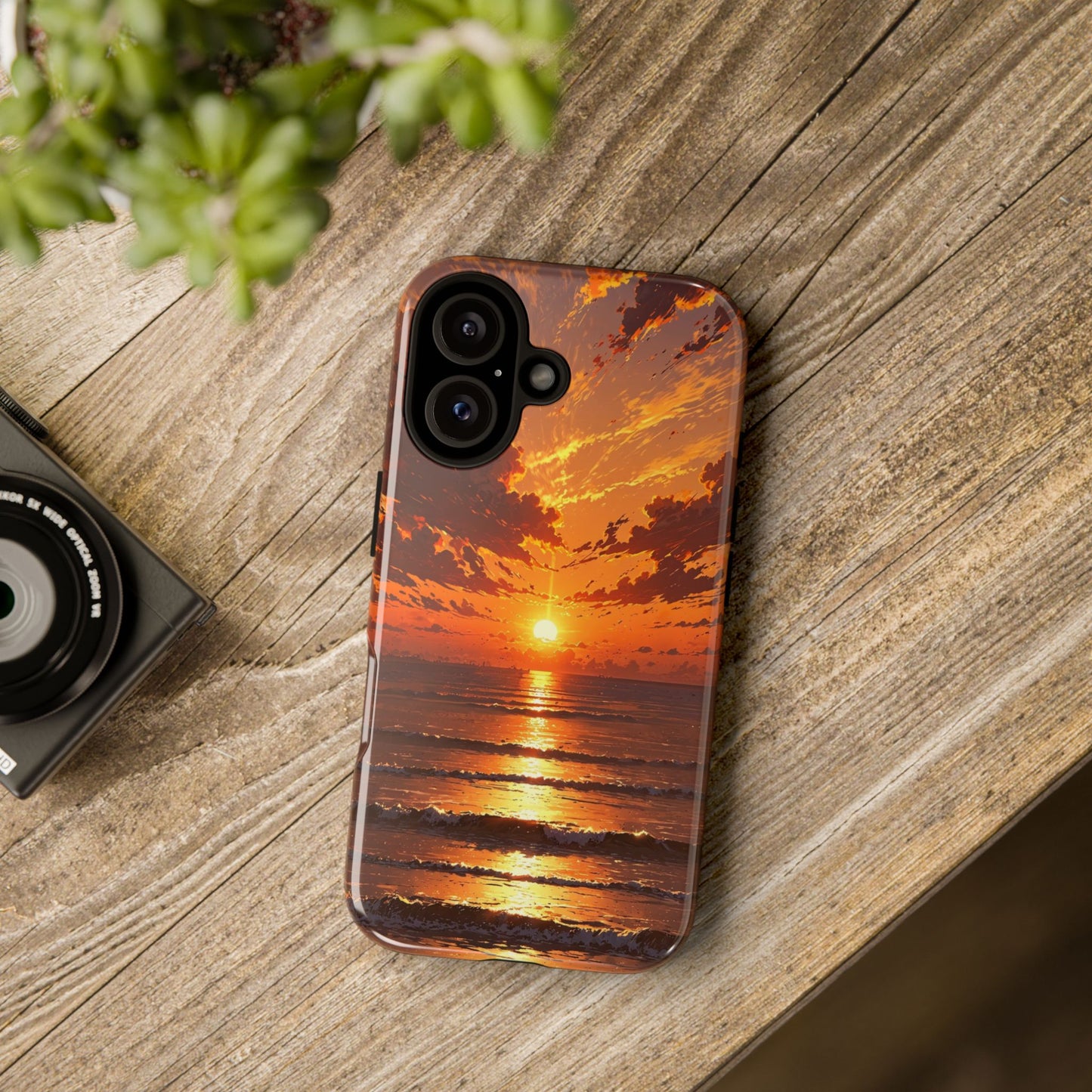 Sunset Waves Tough Phone Case – Vibrant Ocean Sunset Design, Perfect Gift for Nature Lovers