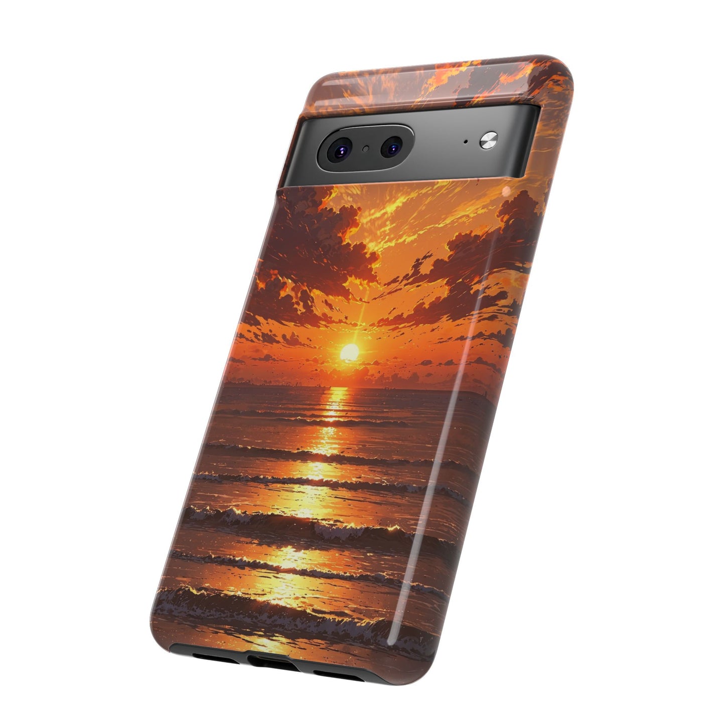 Sunset Waves Tough Phone Case – Vibrant Ocean Sunset Design, Perfect Gift for Nature Lovers