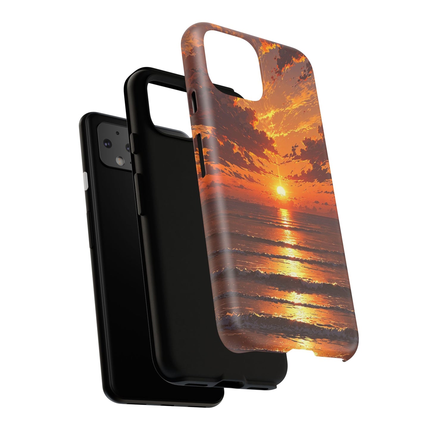 Sunset Waves Tough Phone Case – Vibrant Ocean Sunset Design, Perfect Gift for Nature Lovers