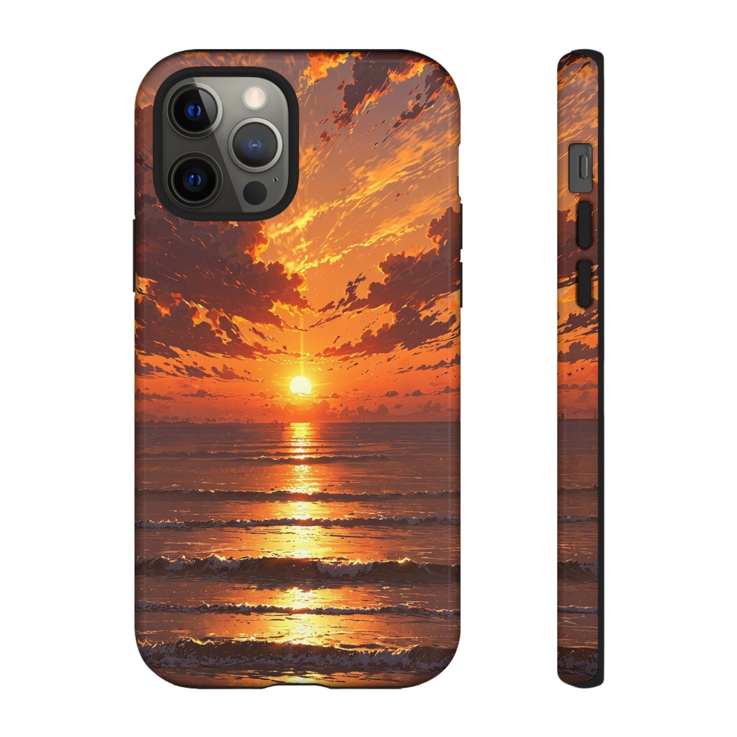 Sunset Waves Tough Phone Case – Vibrant Ocean Sunset Design, Perfect Gift for Nature Lovers