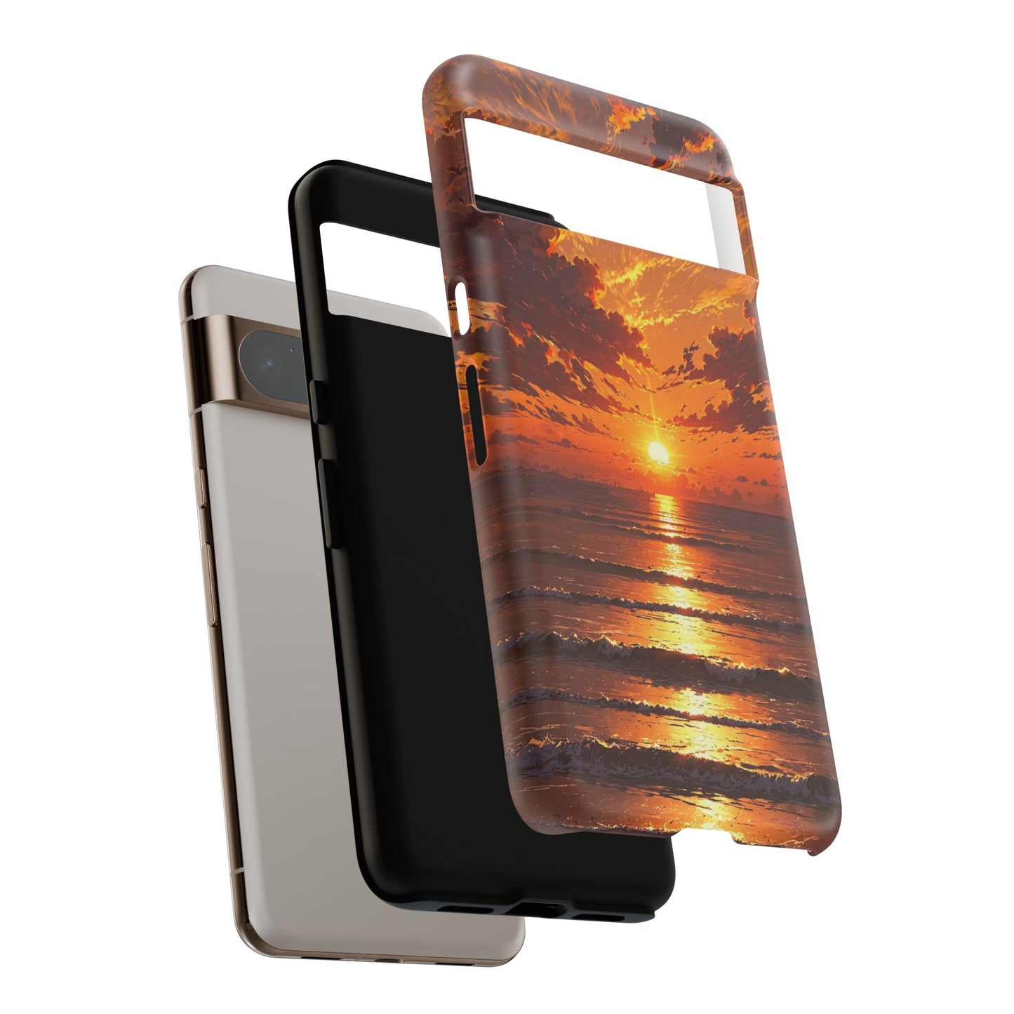 Sunset Waves Tough Phone Case – Vibrant Ocean Sunset Design, Perfect Gift for Nature Lovers