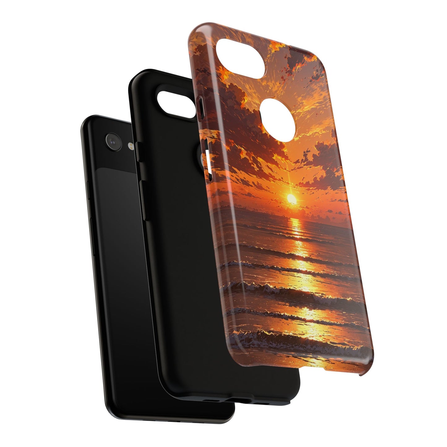 Sunset Waves Tough Phone Case – Vibrant Ocean Sunset Design, Perfect Gift for Nature Lovers
