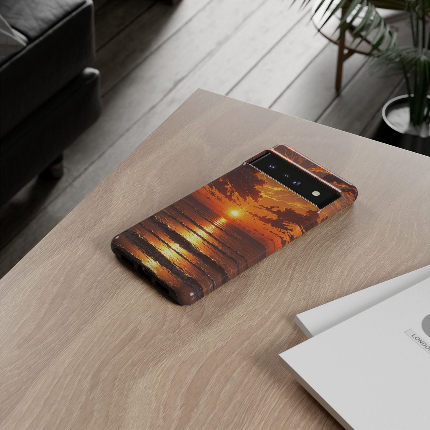 Sunset Waves Tough Phone Case – Vibrant Ocean Sunset Design, Perfect Gift for Nature Lovers