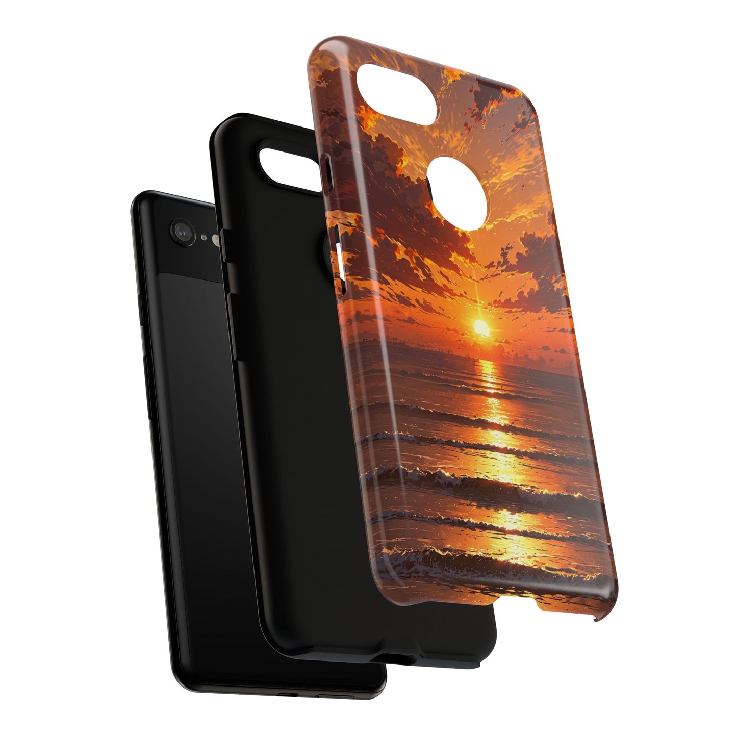 Sunset Waves Tough Phone Case – Vibrant Ocean Sunset Design, Perfect Gift for Nature Lovers