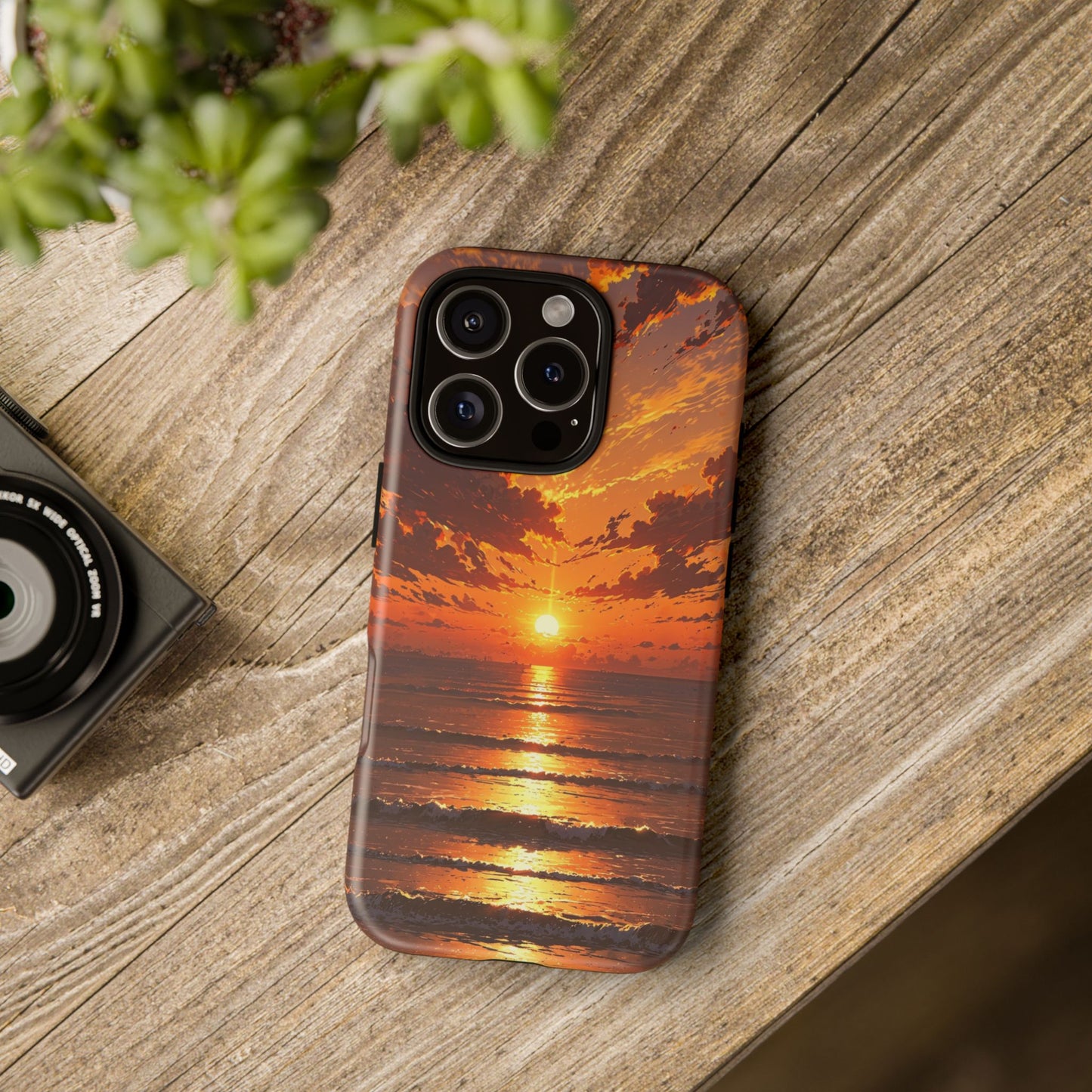 Sunset Waves Tough Phone Case – Vibrant Ocean Sunset Design, Perfect Gift for Nature Lovers