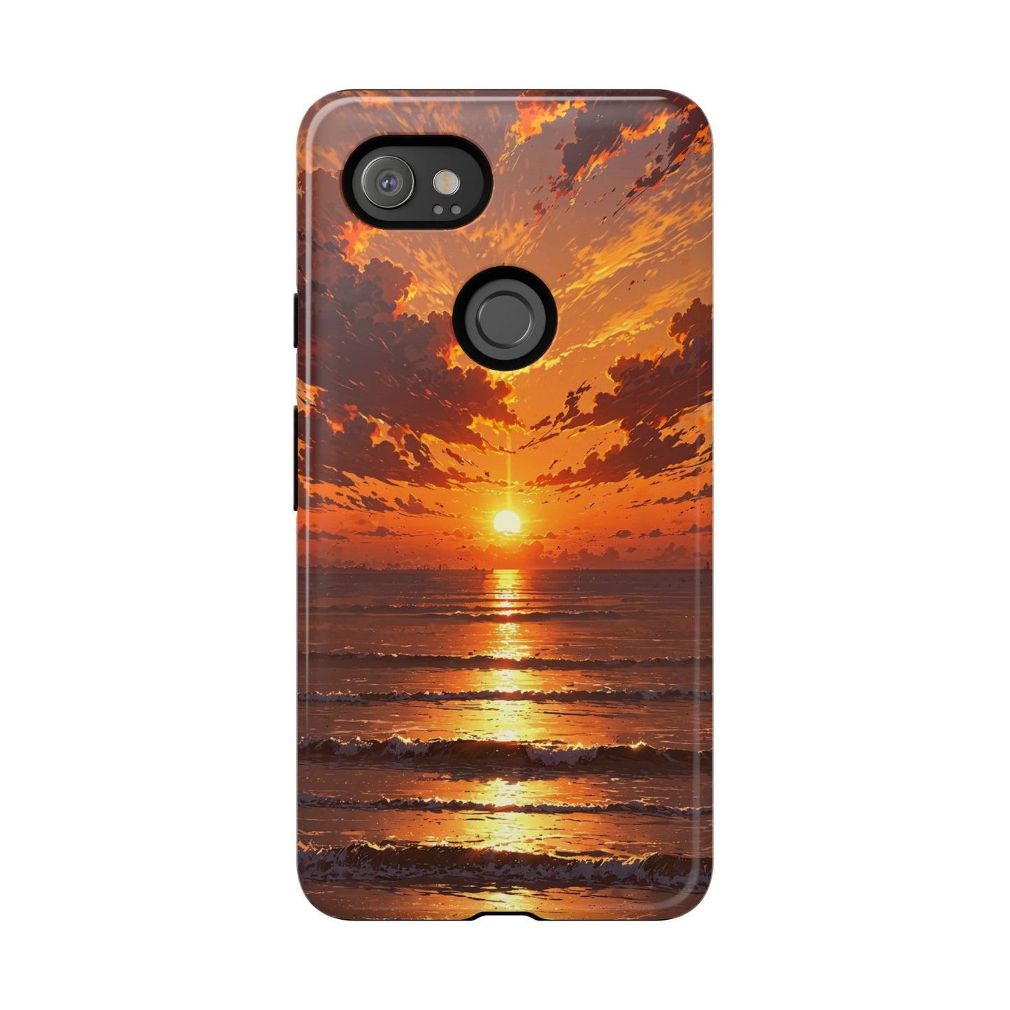Sunset Waves Tough Phone Case – Vibrant Ocean Sunset Design, Perfect Gift for Nature Lovers