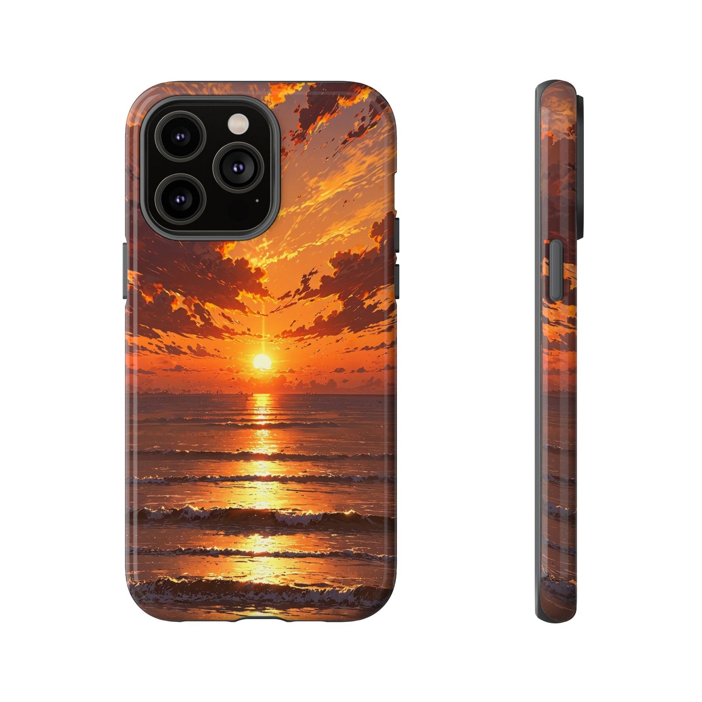 Sunset Waves Tough Phone Case – Vibrant Ocean Sunset Design, Perfect Gift for Nature Lovers