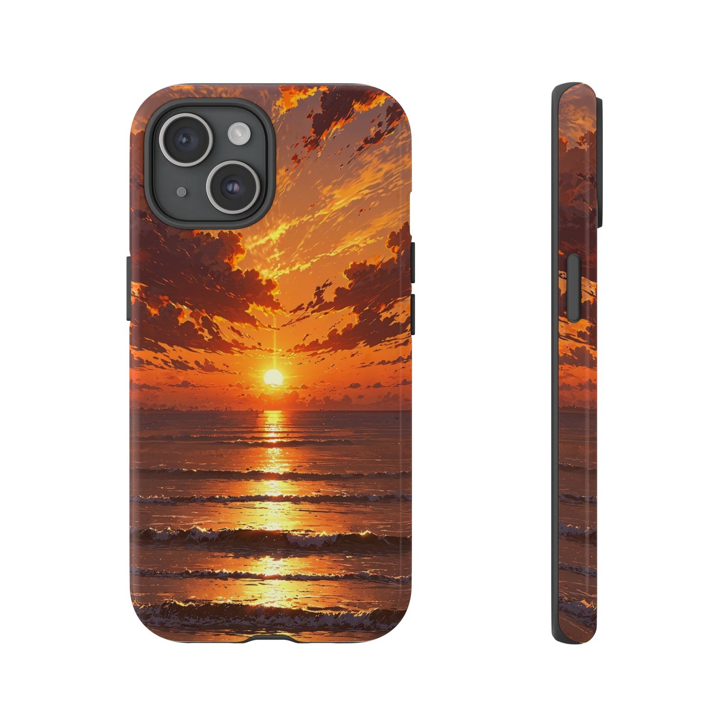Sunset Waves Tough Phone Case – Vibrant Ocean Sunset Design, Perfect Gift for Nature Lovers