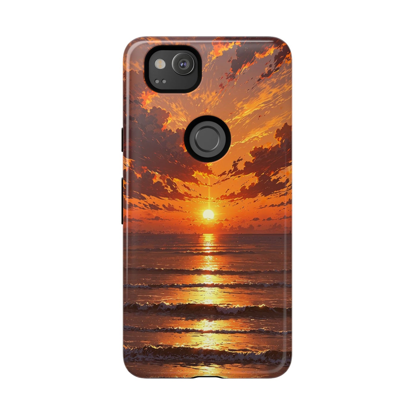 Sunset Waves Tough Phone Case – Vibrant Ocean Sunset Design, Perfect Gift for Nature Lovers