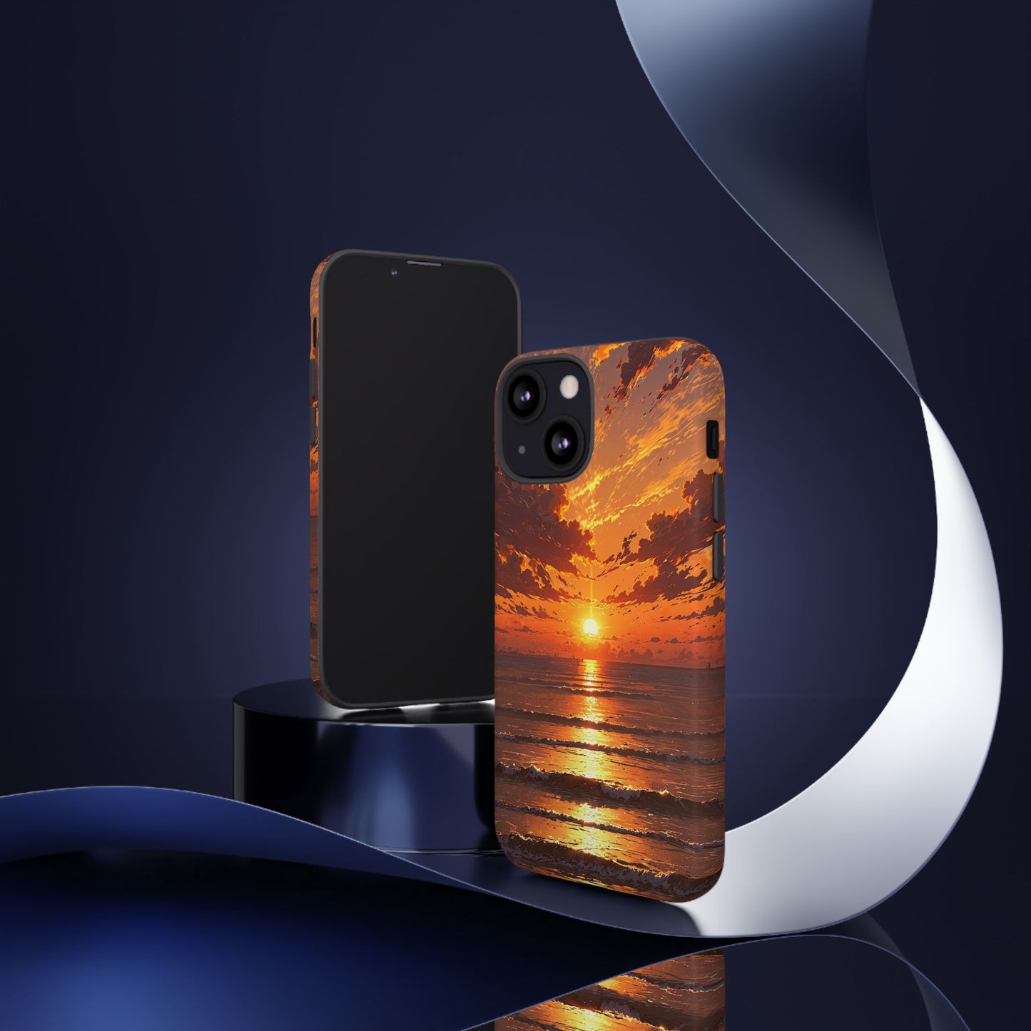 Sunset Waves Tough Phone Case – Vibrant Ocean Sunset Design, Perfect Gift for Nature Lovers