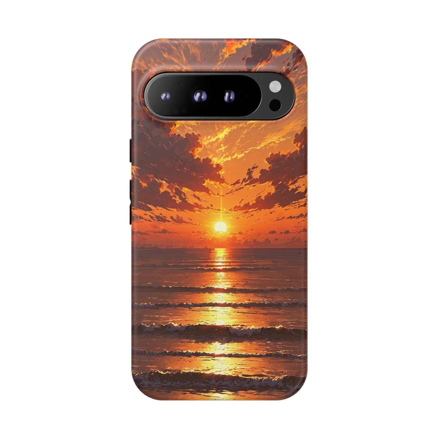 Sunset Waves Tough Phone Case – Vibrant Ocean Sunset Design, Perfect Gift for Nature Lovers