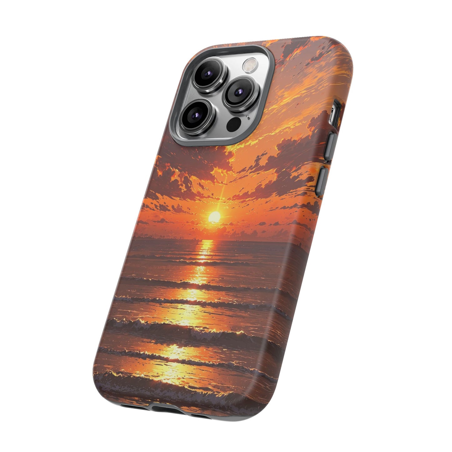 Sunset Waves Tough Phone Case – Vibrant Ocean Sunset Design, Perfect Gift for Nature Lovers