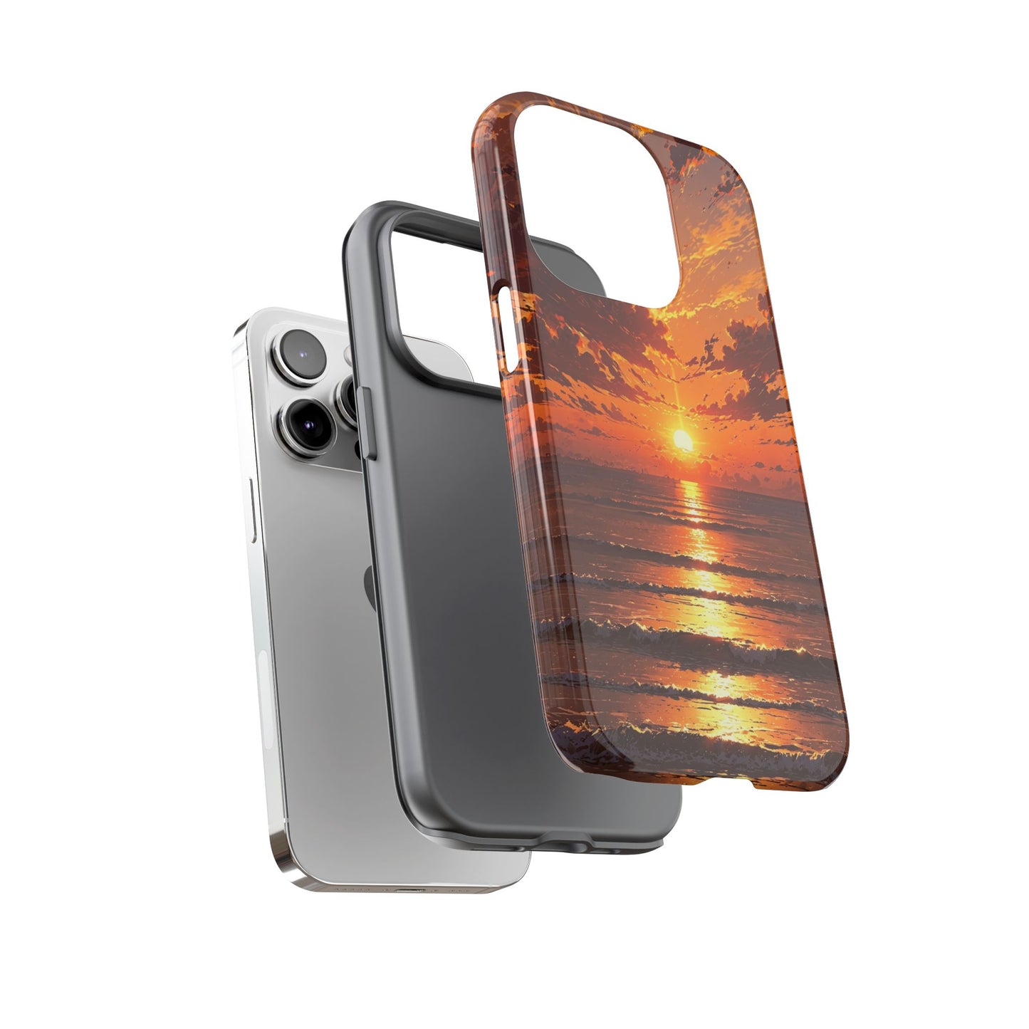Sunset Waves Tough Phone Case – Vibrant Ocean Sunset Design, Perfect Gift for Nature Lovers