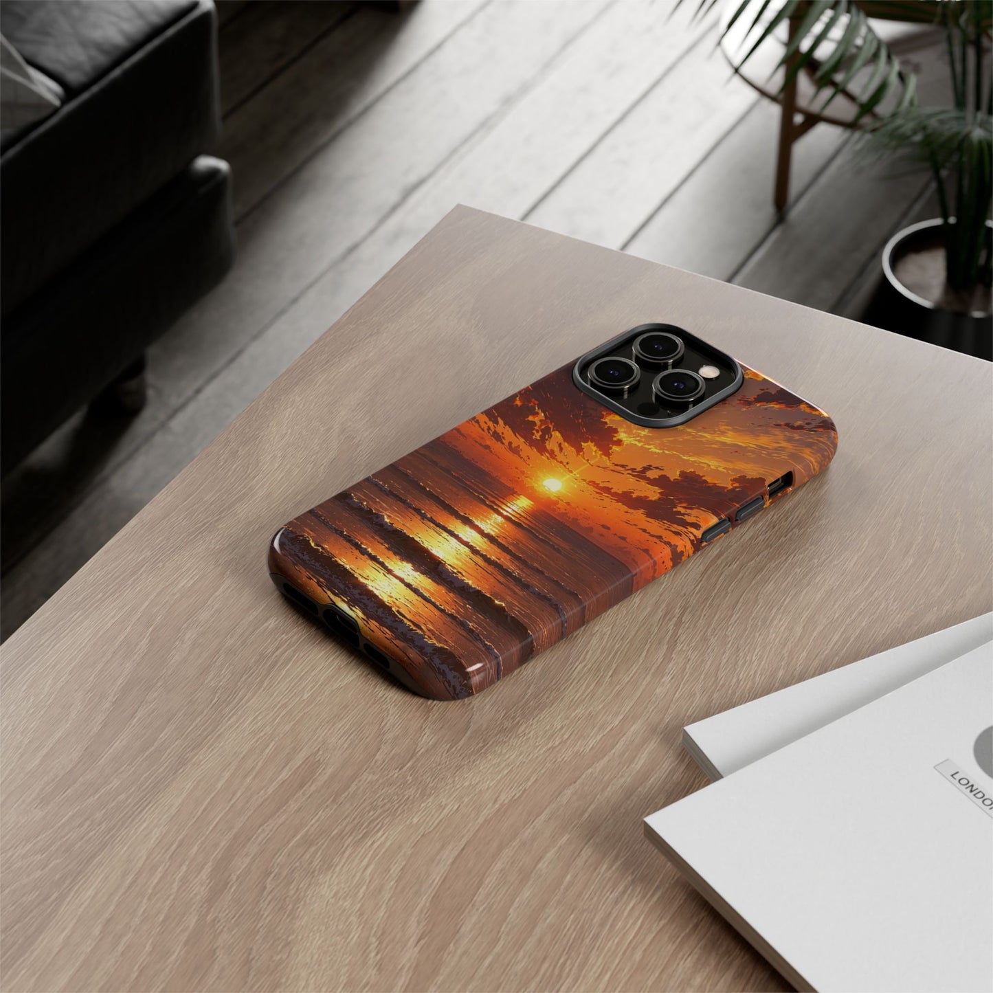 Sunset Waves Tough Phone Case – Vibrant Ocean Sunset Design, Perfect Gift for Nature Lovers