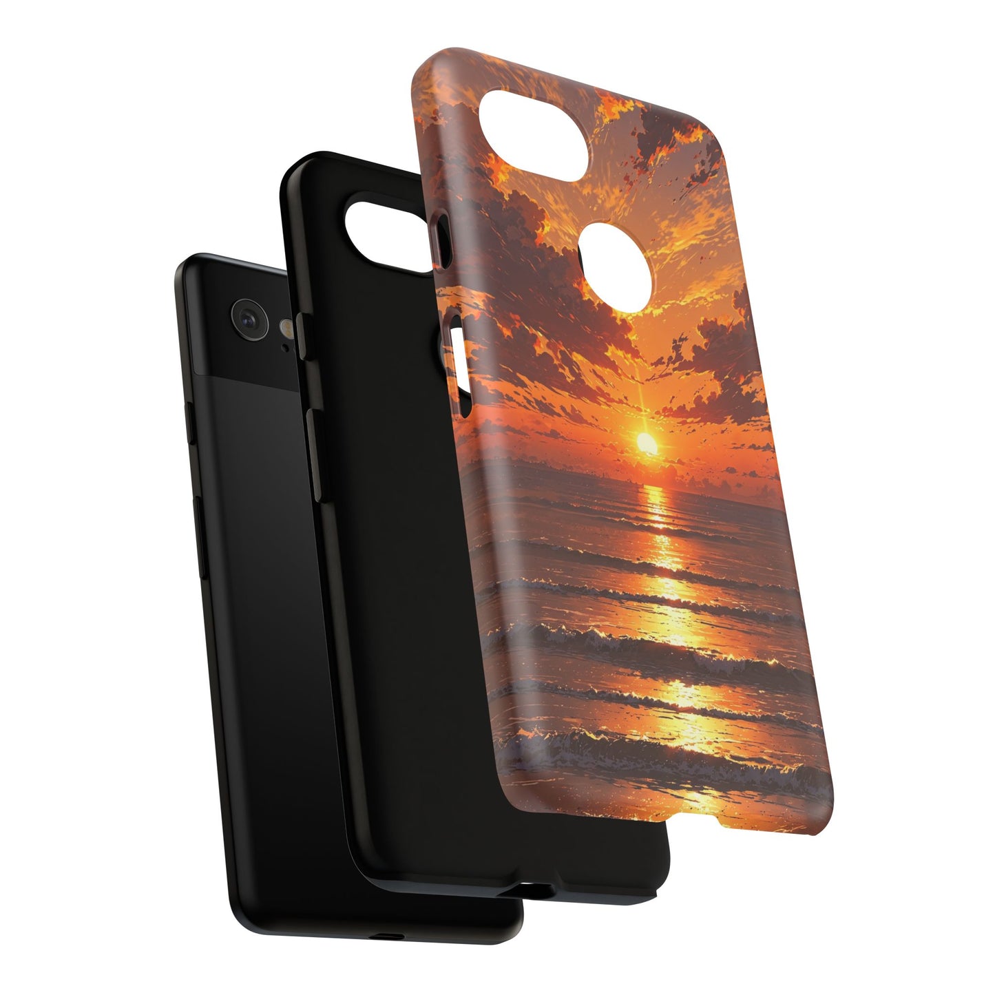 Sunset Waves Tough Phone Case – Vibrant Ocean Sunset Design, Perfect Gift for Nature Lovers