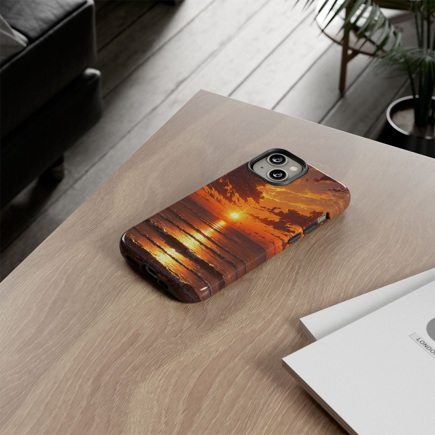 Sunset Waves Tough Phone Case – Vibrant Ocean Sunset Design, Perfect Gift for Nature Lovers