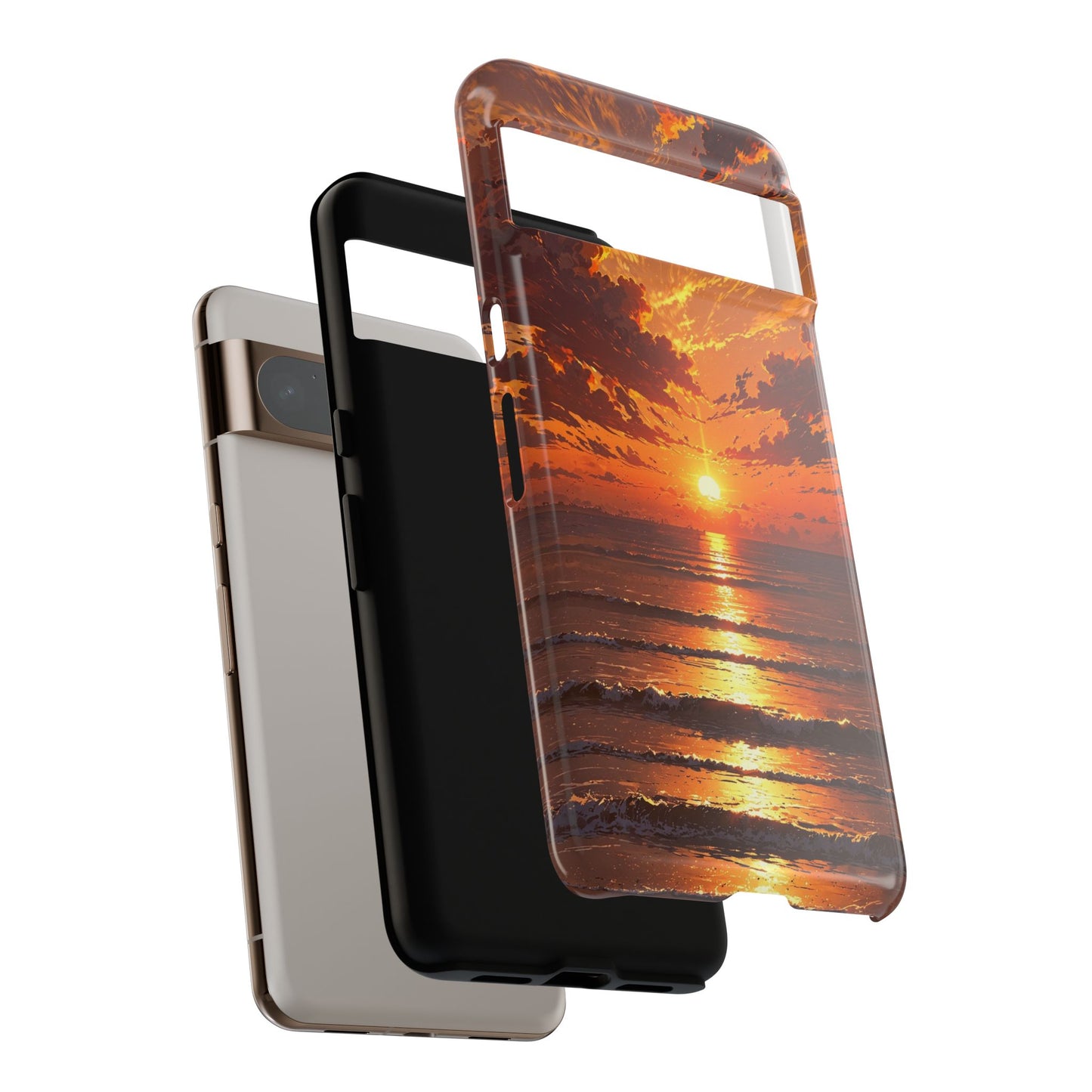 Sunset Waves Tough Phone Case – Vibrant Ocean Sunset Design, Perfect Gift for Nature Lovers