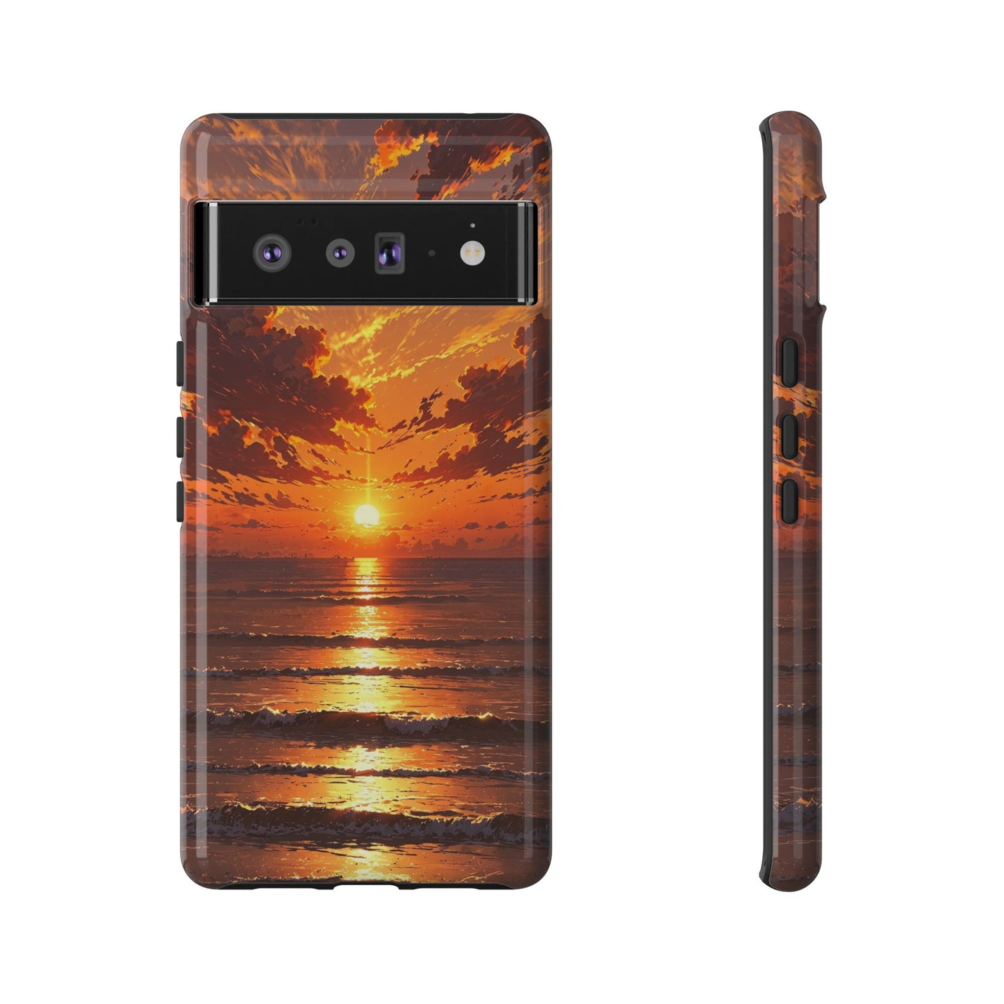 Sunset Waves Tough Phone Case – Vibrant Ocean Sunset Design, Perfect Gift for Nature Lovers