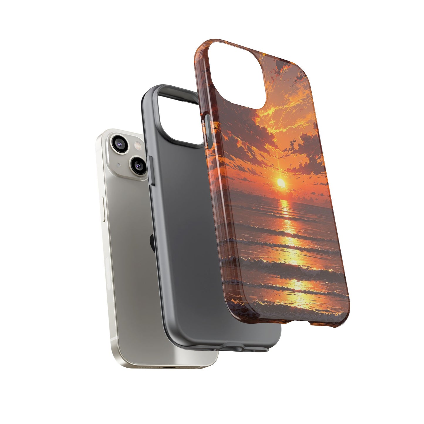 Sunset Waves Tough Phone Case – Vibrant Ocean Sunset Design, Perfect Gift for Nature Lovers