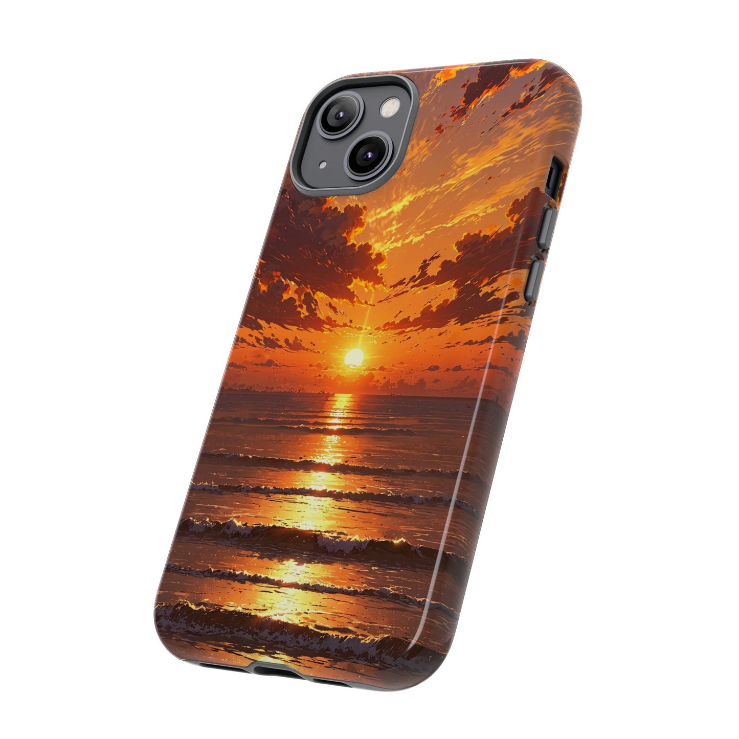 Sunset Waves Tough Phone Case – Vibrant Ocean Sunset Design, Perfect Gift for Nature Lovers