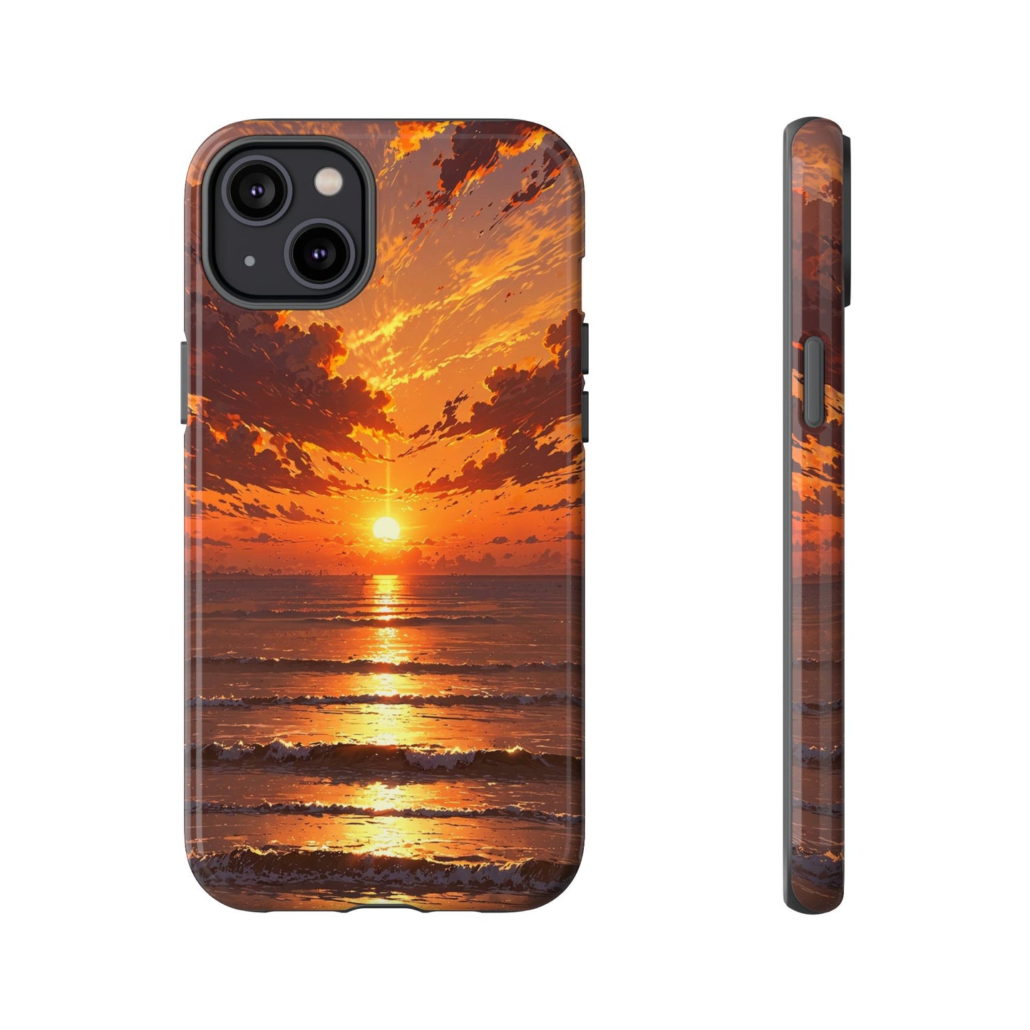 Sunset Waves Tough Phone Case – Vibrant Ocean Sunset Design, Perfect Gift for Nature Lovers
