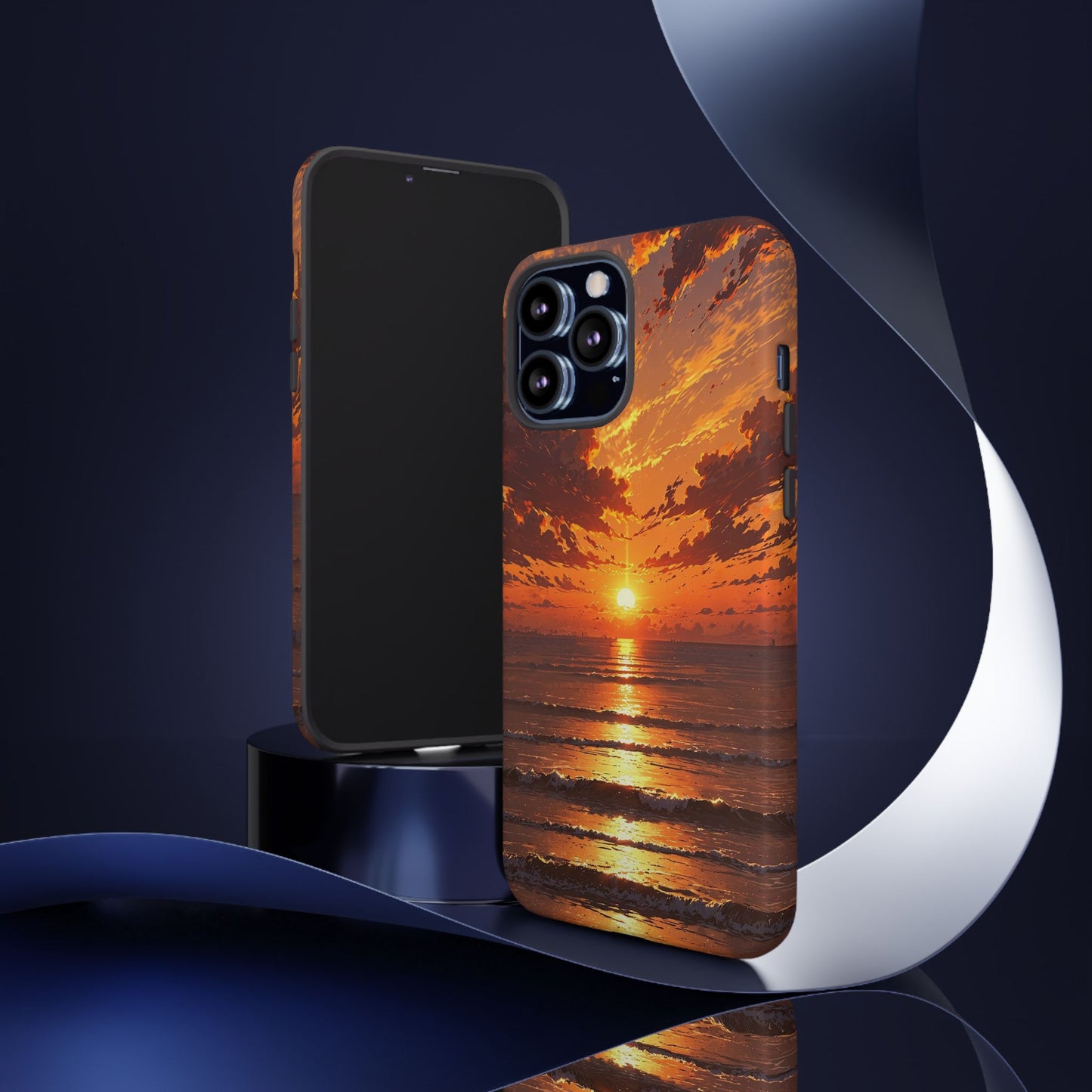 Sunset Waves Tough Phone Case – Vibrant Ocean Sunset Design, Perfect Gift for Nature Lovers