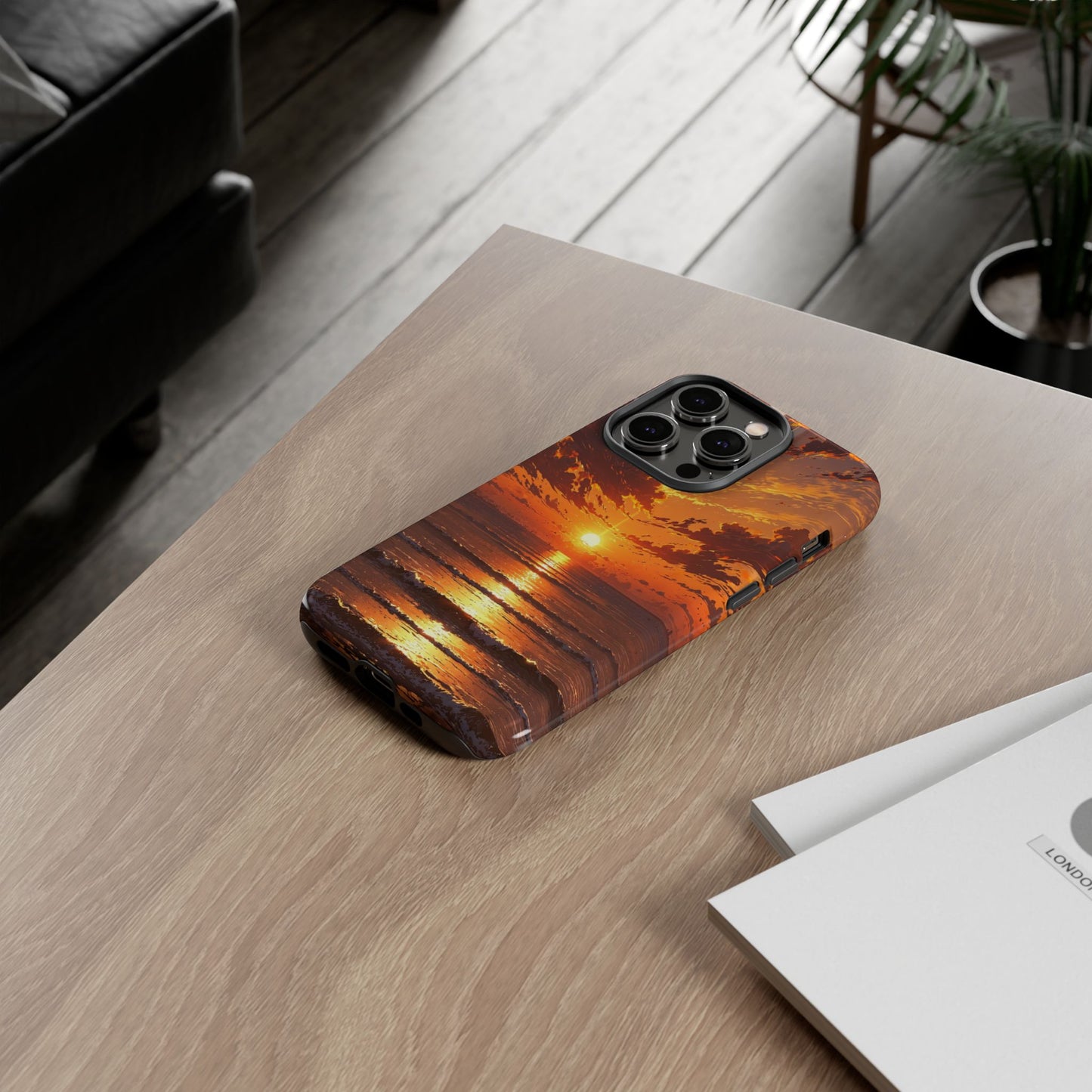 Sunset Waves Tough Phone Case – Vibrant Ocean Sunset Design, Perfect Gift for Nature Lovers