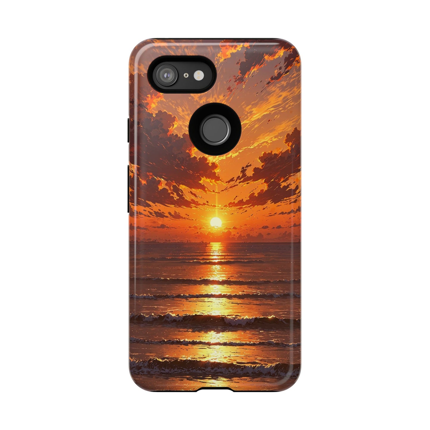 Sunset Waves Tough Phone Case – Vibrant Ocean Sunset Design, Perfect Gift for Nature Lovers